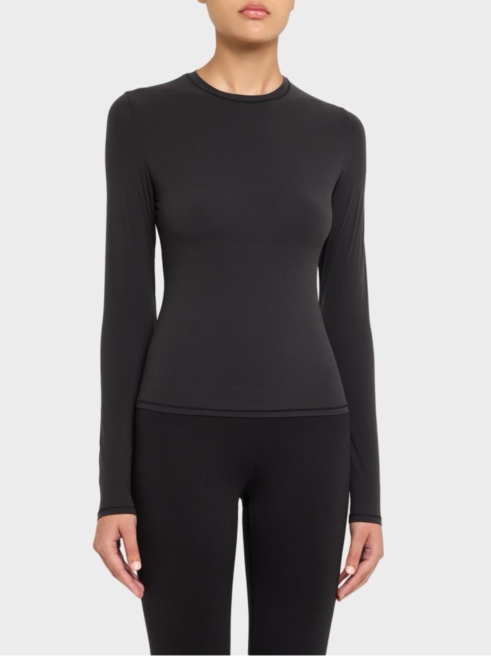 SKIMS Black Fits Everybody Crewneck Long Sleeve T-Shirt